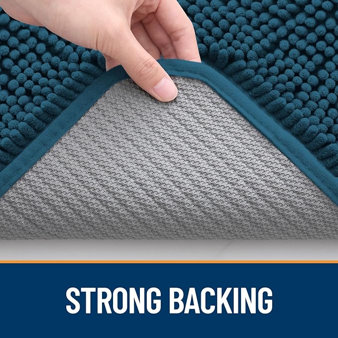 OLANLY Dog Door Mat for Muddy Paws 59x35, Absorbs Moisture and Dirt, Absorbent Non-Slip Washable Mat, Quick Dry Chenille, Mud Mat for Dogs, Entry Indoor Door Mat for Inside Floor, Atlantic Blue