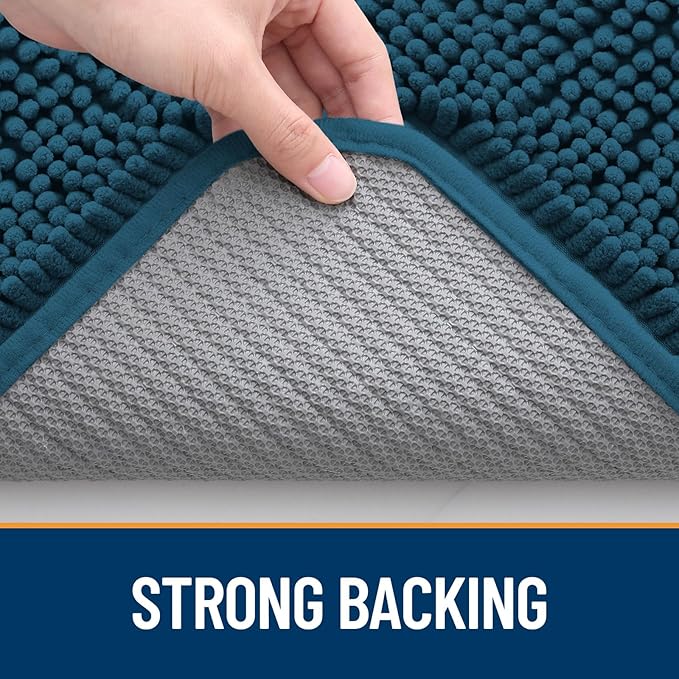 OLANLY Dog Door Mat for Muddy Paws 36x24, Absorbs Moisture and Dirt, Absorbent Non-Slip Washable Mat, Quick Dry Chenille, Mud Mat for Dogs, Entry Indoor Door Mat for Inside Floor, Atlantic Blue