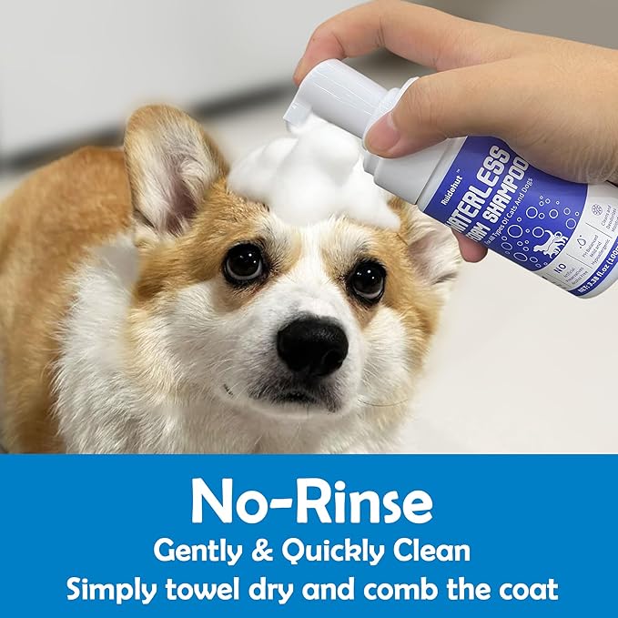 Dog Dry Shampoo - No Rinse Dog & Puppy Shampoo - Cleans, Deodorizes, Condition, and Smoothes Coat - Formulated to be Gentle for All Furry Pets - 3.38 oz (Small Size)