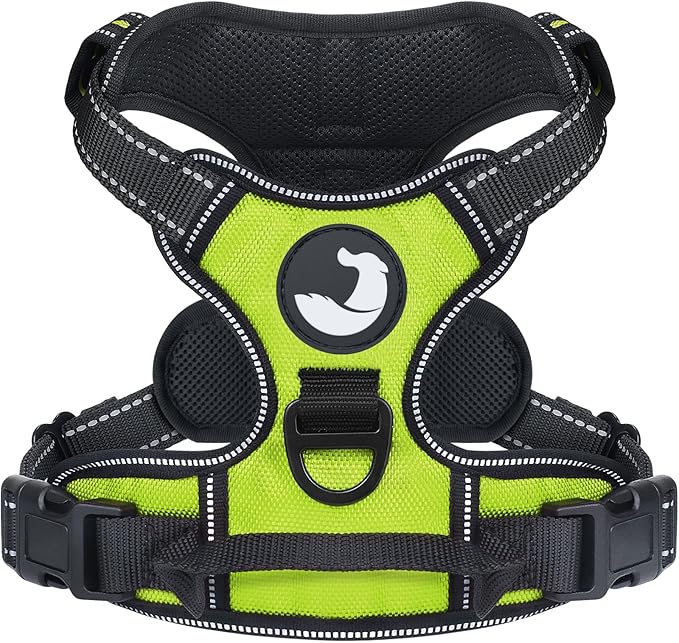 Joytale No Pull Dog Harness for Small Dogs, Reflective Pet Vest with Front Clip, Adjustable Soft Padded Harnesses with Easy Control Handle for Training and Walking, Green, S