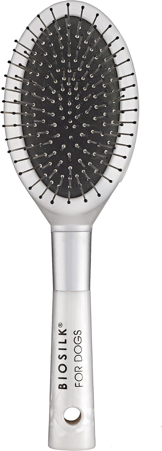 BioSilk for Dogs Double Sided Pin & Bristle Brush | Removes Mats, Tangles & Loose Hair with Minimal Effort & Comfort | Suitable for Long or Short Haired Dogs