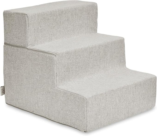 Best Pet Supplies Portable Foldable Foam Pet Stairs/Steps for Couch, Sofa, and High Bed, Non-Slip Bottom Balanced Paw Safe - Sand, Foldable 3-Step (H: 16.5")