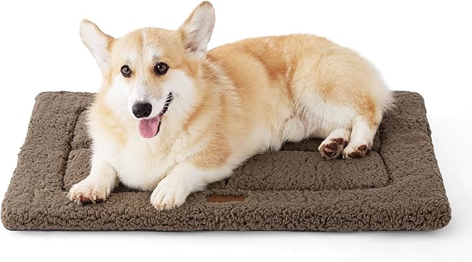 Bedsure Washable Dog Crate Bed for Medium Dogs, Reversible Foam Floor Dog Mat, Lightweight Travel Flat Pet Beds for Indoor & Outdoor Dogs (29" x 21", Brown)