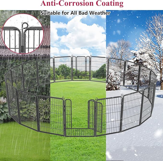Dog Playpen, 32inch 20 Panels Outdoor Dog Fence Indoor Dog Pen Anti-Rust Pet Puppy Pen Dog Exercise Pen with Lock for Medium Small Dogs, Portable Pet Fence for Yard RV Camping