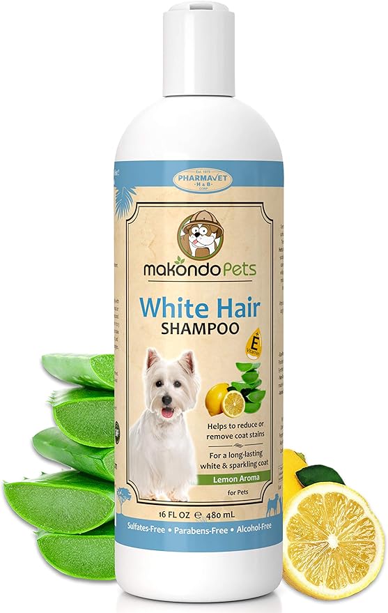 Dog Whitening Shampoo– for Dogs with White Light Colored Hair Coat Fur–White Haired Pets Shampoo for Itching Dry Sensitive Skin. Non Toxic Formula