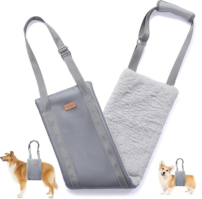 Dog Lift Harness for Medium Dogs, Adjustable Dog Sling for Back Legs, Hip Support Harness to Help Lift Dogs Rear for Canine Aid and Old K9 Cruciate Ligament Rehabilitation - Medium, Grey
