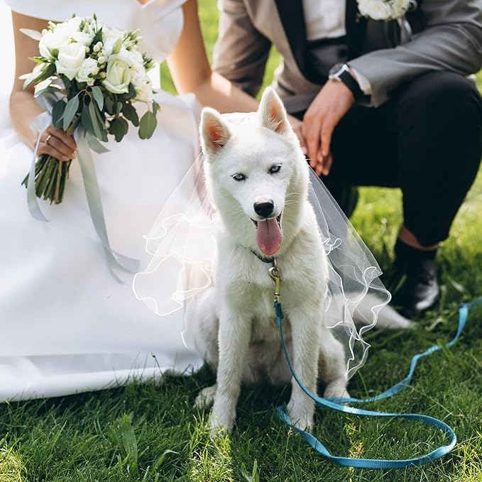 Wedding Veil for Dogs, Large Dog Veil Dress Dog Wedding Outfit with Clip Bride Costume Veil Dog Wedding Bandana Comfortable Dog Flower Girl Dress Dog Bridesmaid Dress Headwear for Wedding Party
