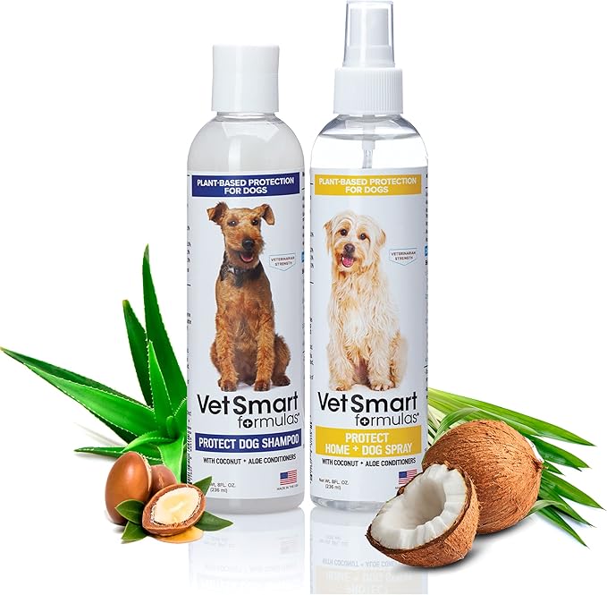 Protect Shampoo and Protect Spray for Dogs; No More Scratching, Itching, or Hot Spots with Plant-Based All-Natural Formula with Healthy Essential Oils - Made in USA
