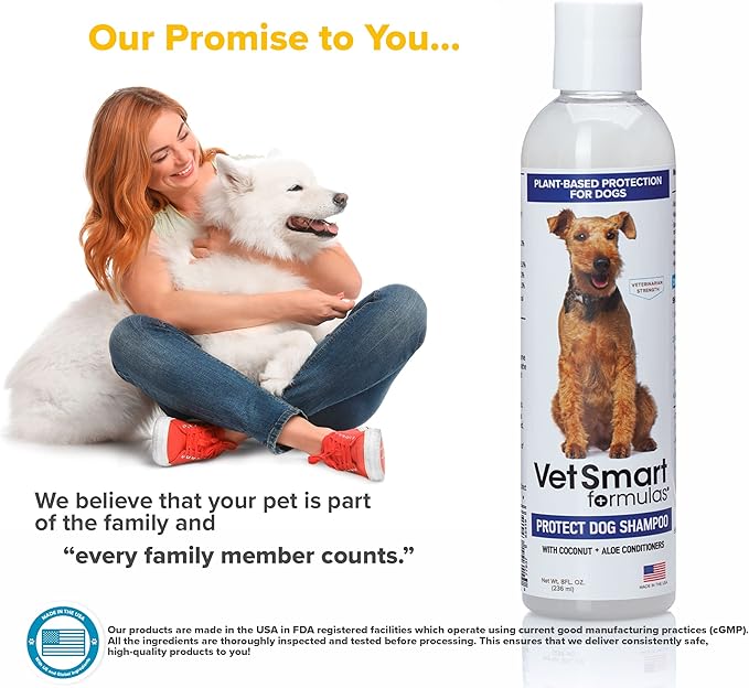 Protect Shampoo for Dogs; No More Scratching, Itching, or Hot Spots with Plant-Based All-Natural Formula with Healthy Essential Oils - Made in USA