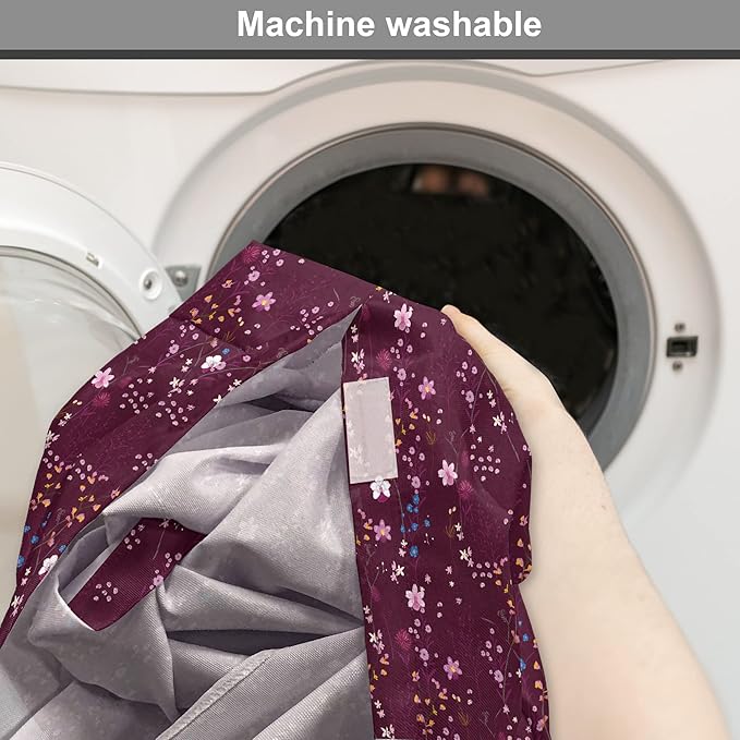 Lunarable Maroon Dog Crate Cover, Pattern of Wildflowers Scene Botanical Spring Time Elements Colorful Blooms, Easy to Use Pet Kennel Cover for Medium Large Dogs, 42 Inch, Maroon Multicolor