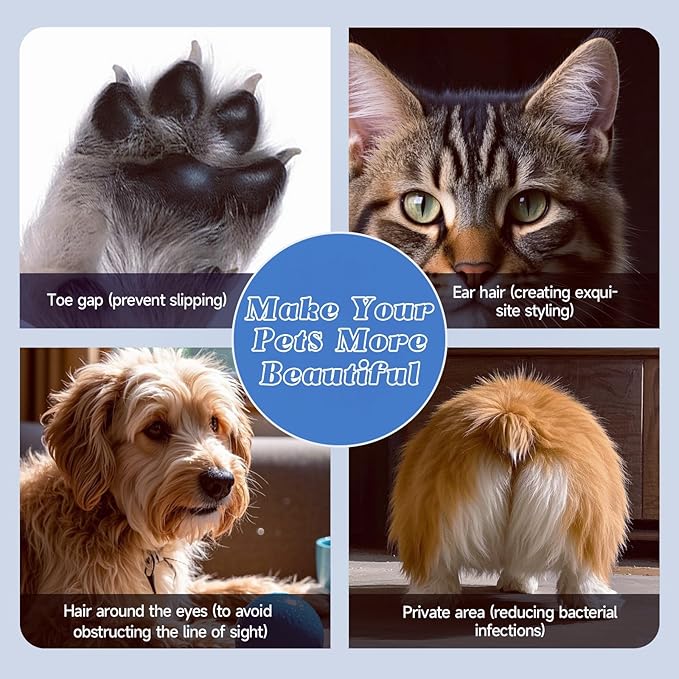 Paw Trimmer for Dogs Electric, Upgraded Pet Paw Trimmer with LED Light, Pet Hair Clippers Rechargeable Low Noise, Grooming Shaver for Cats Eyes Face Ears Feet Rump Around Hair, Waterproof, Cordless