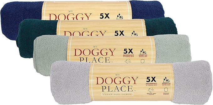 My Doggy Place - Super Absorbent Microfiber Towel - Dog Bathing Supplies - Microfiber Drying Towel - Washer Safe - Light Grey - 45 x 28 in - 1 Piece
