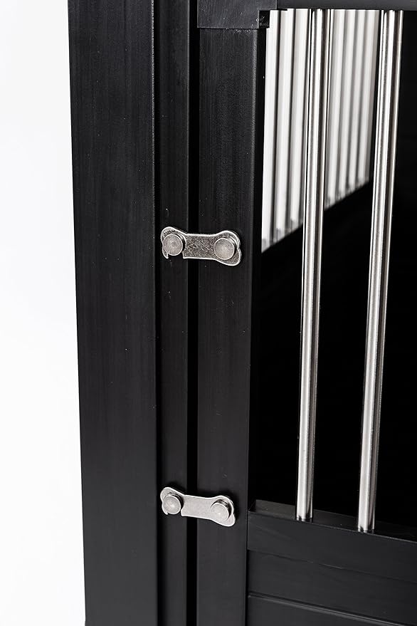 New Age Pet ECOFLEX Dog Crate End Table - Furniture-Style Pet Crate for Crate Trained Dogs - Stainless Steel Tubing & a Latched Closure - 10 Year Manufacturer's Warranty, Large, Black