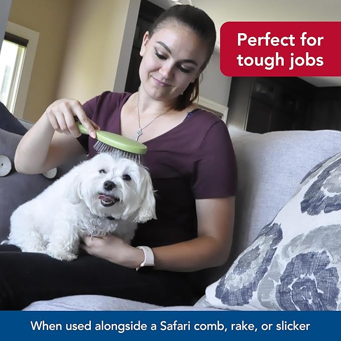 Coastal Pet Safari Wire Brush with Plastic Handle - Grooming Brush for Short and Long Pet Hair - No-Slip Handle - Compatible with Safari Tools - 8.5" x 2.06"