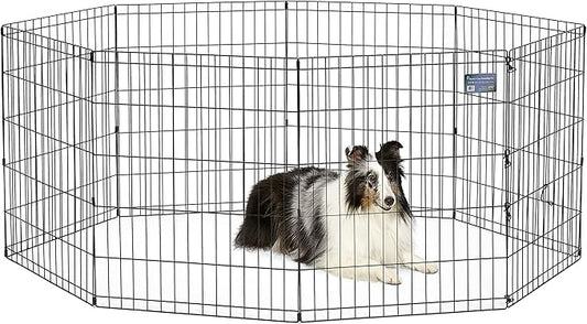 MidWest Homes for Pets Dog Exercise Pen & Playpen, 24" W x 30" W, No Door, Black