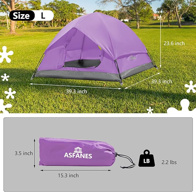 Outdoor Waterproof Pet Camping Tent, Cave Bed for Indoor Cats and Small Dogs, Portable Cat House Dog House, 39.3x39.3x23.6'', Purple, L.