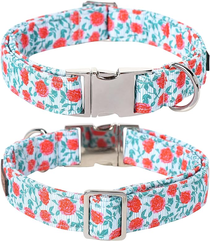 Lionet Paws Dog Collar, Comfortable Adjustable Cute Collar with Metal Buckle for Male Female Dogs Gift, Rose, Large, Neck 16-24 inches