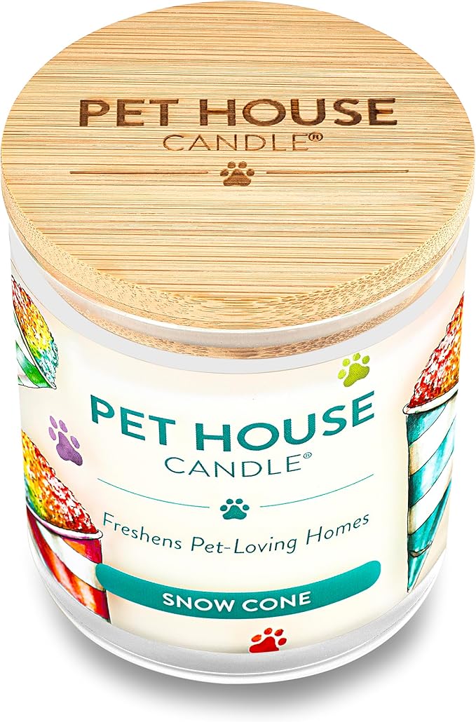 Pet House 9 oz Snow Cone Scented Pet Odor Candle, Clean Burning, Long Lasting, Plant Based Spring, Summer Scented Soy Candles, 60 Hour Burn Time, Pack of 2