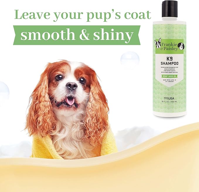 Frankie & Paisley Dog Shampoo for Allergies and Itching | Made with Plant-Based Hemp Seed Oil, Aloe, Coconut Oil | Puppy Shampoo for Sensitive Skin | Sulfate Free Shampoo and Paraben Free - 16 FL OZ