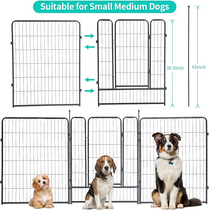 Dog Playpen, Dog Fences for The Yard, Portable Outdoor Dog Playpen for Large/Medium/Small Dogs, Foldable Metal Dog playpen, with Doors (24 Panels, 40")