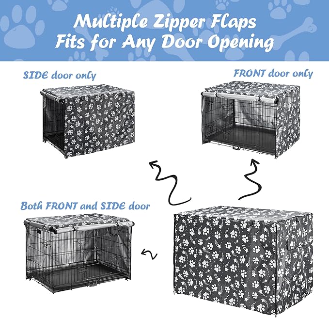 Dog Crate Cover 37 inch - Double Door, Dog Kennel Indoor, Waterproof Dog Kennel Cover with Air Vent Window, for Indoor/Outdoor Most Wire Dog Crate(Grey)
