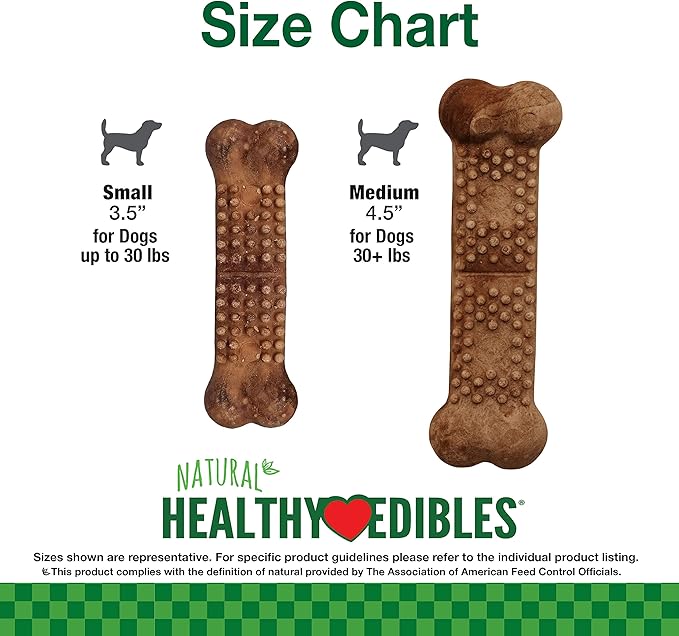 Nylabone Healthy Edibles Natural Dog Chews Long Lasting Meaty Center Beef Flavor Treats for Dogs, Medium (2 Count)