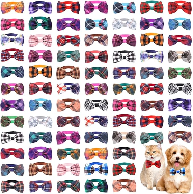 Segarty Dog Bow Ties for Small Dogs,80 Dog Bow Tie, Adjustable Small Dog Bowties Large Puppy Bowtie Cats Neck Bows Collar Bulk Assorted Grooming Accessories Birthday Wedding Party Holiday Festival