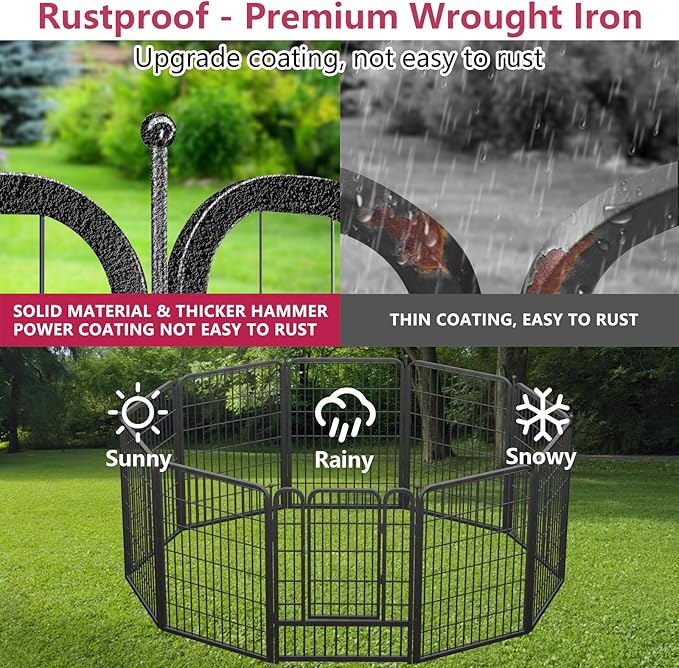 Dog Playpen 40" Height 10 Panels Puppy Playpen Indoor Portable Dog Fence Outdoor for Yard Indoor Dog Pen for Medium/Small Dogs, Heavy Duty Pet Pen for RV, Camping, Yard
