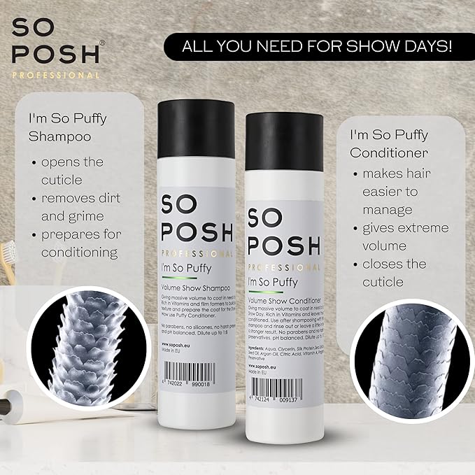 So Posh I’m So Puffy Dog Shampoo - with Keratin & Vitamins, Perfect for Poodles & Bichons, Extreme Volume for Show Days, Sulfate & Paraben Free, 1:8 Concentrate. 8.4 Oz