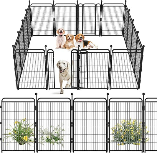 Gardner Pet Dog Playpens, 40" H 16 Panels Dog Pen Outdoor/Indoor Dog Fence Exercise Pen for Small/Medium/Large Dogs, Foldable Pet Play Yard Gate with Gravity Automatic Lock, Pet Playpen, Black
