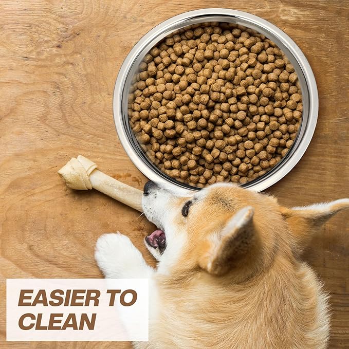 10 Pcs 8 Cup Metal Dog Bowls Stainless Steel Thickened Food Bowls Travel Kennel Food and Water Dish for Medium Large Size Dogs Cats, 64 Oz, Dishwasher Safe