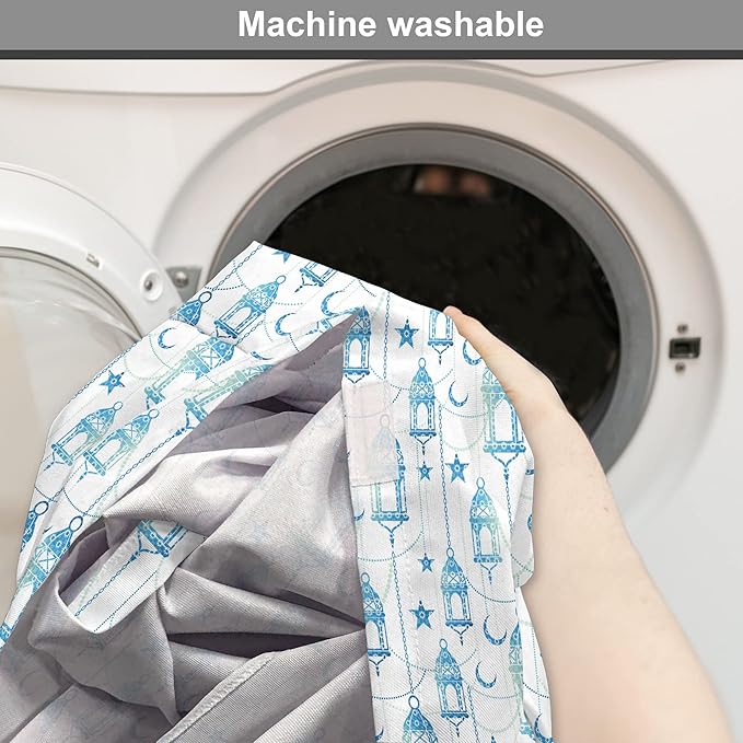 Lunarable Oriental Dog Crate Cover, Eastern Theme Celebration Pale Toned Composition Folkloric Look Print, Easy to Use Pet Kennel Cover for Medium Large Dogs, 48 Inch, Pale Green White Blue