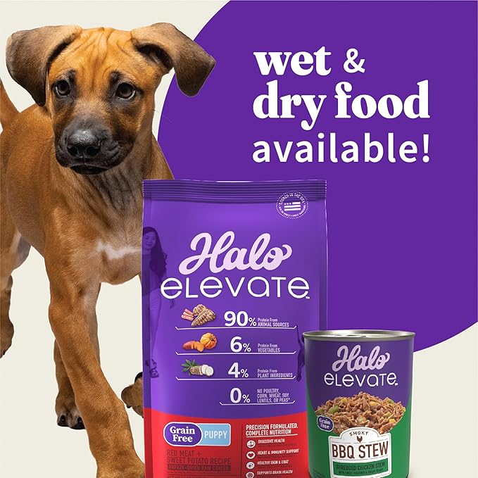 Halo Elevate Dry Dog Food, Grain Free Red Meat Recipe, Puppy Formula, 20lb