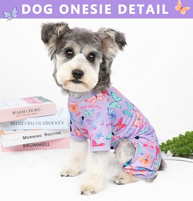 Dog Pajamas Spring Summer Dog Clothes for Small Medium Dogs Girl Boy Cute Soft Puppy Pjs Clothes Doggie Onesies Cat Pet Outfit(Butterfly,XL)