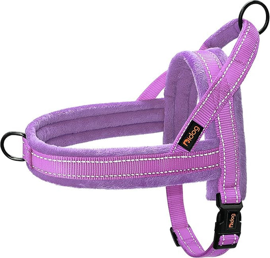 Didog Soft Flannel Padded Dog Vest Harness,Escape Proof/Quick Fit Reflective Dog Strap Harness, Easy for Training Walking(M:Chest 21-26", Purple)