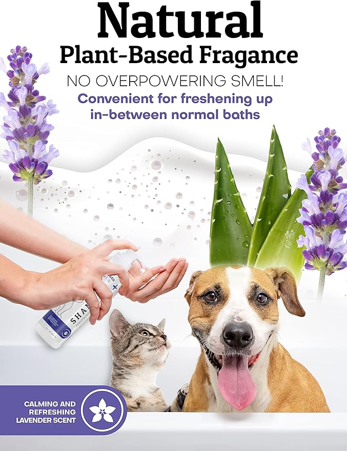Pets Waterless No-Rinse Pet Shampoo | Soothing Hypoallergenic Gentle | time-Saving Stress-Free foaming Cleanser (1 8 fl oz Bottle Lavender)