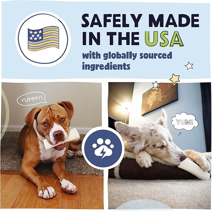 Pawstruck Large 5-6" Filled Dog Bones, Beef Flavor - Made in USA Long Lasting Stuffed Femur for Aggressive Chewers Dental Treat - Pack of 3 - Packaging May Vary