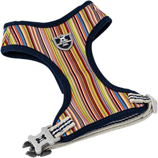 HUGO & HUDSON Dog Harness No-Pull Anti Choke Adjustable Padded Pet Vest, Multi-Color Striped, M