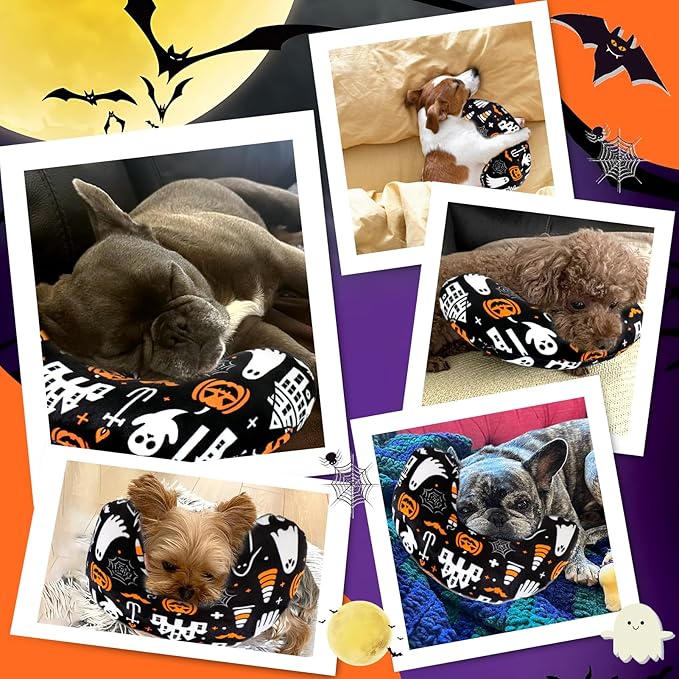 BABORUI Halloween Dog Pillow for Large Dogs, U Shaped Dog Neck Calming Pillow for Joint Relief Sleeping Improve, Machine Washable Pet Pillow for Dogs & Cats(Halloween)