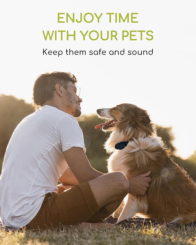 Dog Tracker, TRESBUNNY Smart Dog Collar with Real-time Pet Location, Cat Tracker Collar (iOS Only), No Monthly Fee & Long Battery Life, Works with Find My, Ideal for Dog/Cat (Black)