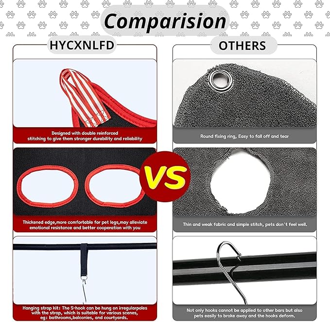 Pet Grooming Hammock for Multipurpose Use, 13 PCS Pet Grooming Kit for Cat & Dog Grooming, Dog Hammock with Nail Clippers/File/Scissors/Steel Comb for hairs, Dog Grooming Harness for Nail Trimming