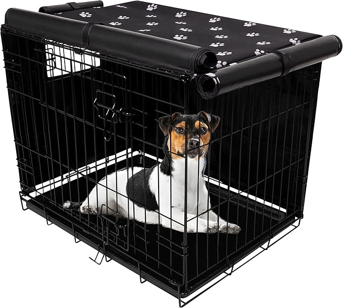 Dog Crate Cover Indoor/Outdoor Durable Windproof 600D Oxford Fabric Pet Kennel Cover Fit for 24 30 36 42 48 Inches Wire Dog Crate for Small and Large Dogs-Cover Only (48 Inch (48"x30"x33"))