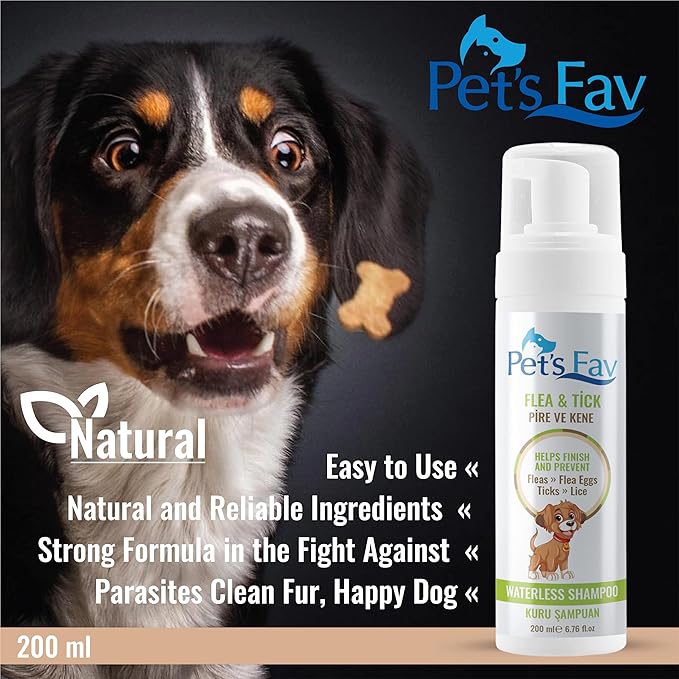 Flea and Tick Waterless Dog Shampoo - Natural Dry Foam Shampoo for Dogs and Puppies
