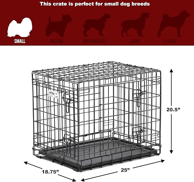 MidWest Homes for Pets Ultima Pro Series 24' Dog Crate | Extra-Strong Double Door Folding Metal Dog Crate w/Divider Panel, Floor Protecting 'Roller Feet' & Leak-Proof Plastic Pan