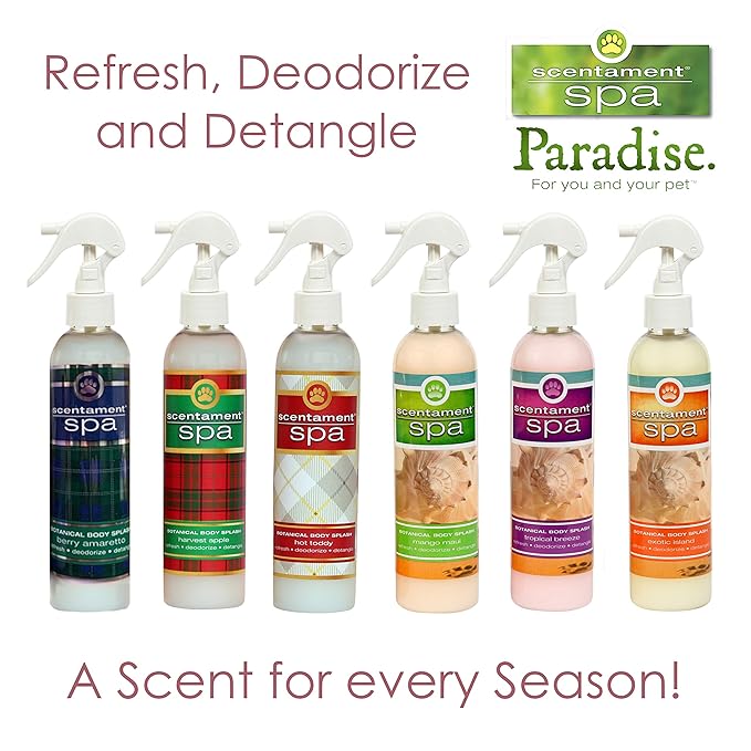 Best Shot Scentament Spa Botanical Body Splash, Detangler Spray, Hypoallergenic Body Spray for Cat and Dog, Berry Amaretto, 8 Oz.