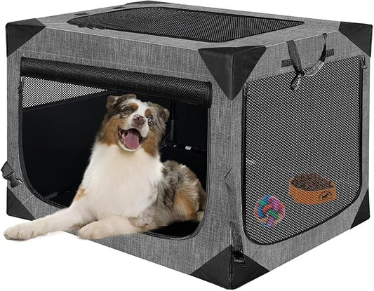 Dog Crate 30x21x21 Inch for Large or Medium Dogs, Portable and Foldable Design Perfect for Travel or Home Use, Dog Kennel with 3-Door (Deep Grey, 30 * 30 * 21)