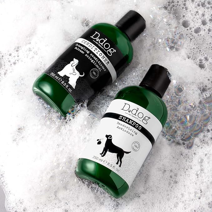 D-Dog Pet Shampoo Deodorizing - Eliminates Bad Odor - Deodorant Shampoo - Hypoallergenic and Alcohol Free - Deeply Cleanses Hair of Impurities - Protects Skin and Coat - 8.5 Oz