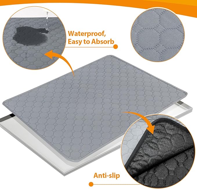 Metal Dog Crate Tray 41.7" x 27.5" Stainless Steel Metal Replacement Tray for Dog Crate, Heavy Duty Chew Proof and Crack Proof Pet Kennel Tray, with a Dog Mat