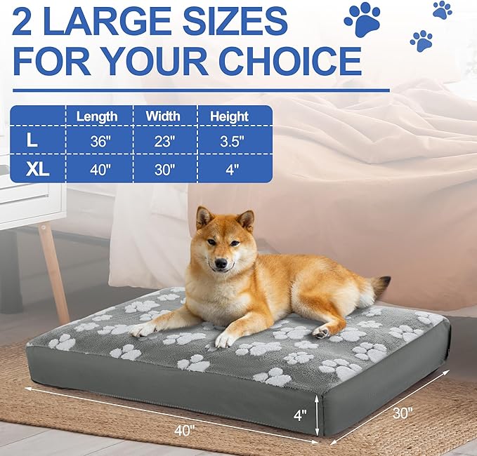 BALAPET Dog Bed Covers,Waterproof Dog Bed Cover Pet Bed Cover with Lovely Dog Paw Print and Double-Sided Usable Design Replacement Machine Washable Pet Hair Easy to Remove,Cover Only(Gray,40*30*4in)