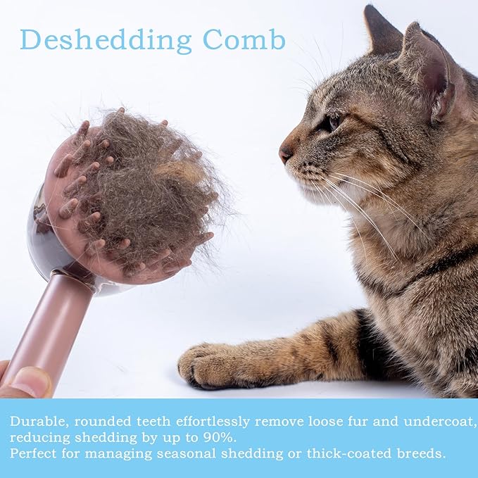 3-in-1 Pet Bath Brush for Dogs & Cats | Shower Massage Brush, Deshedding Comb & Lathering Tool | Anti-Frizz Grooming Brush for Bath Time (Curry)